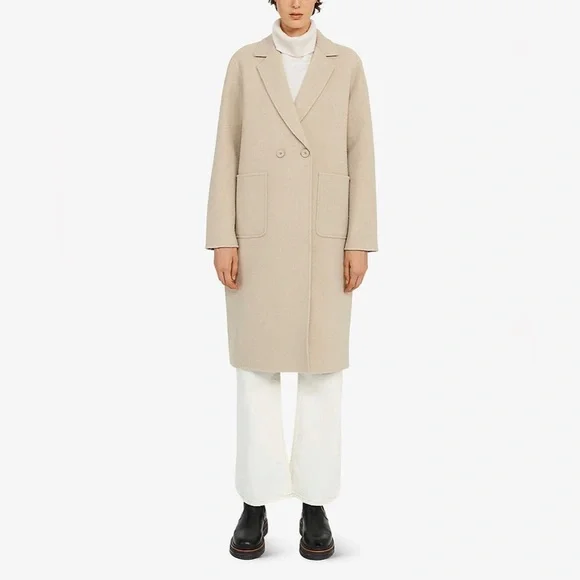 ⛄️CLAUDIE PIERLOT double-breasted patch pocket long wool blend coat NWOT - Picture 3 of 15